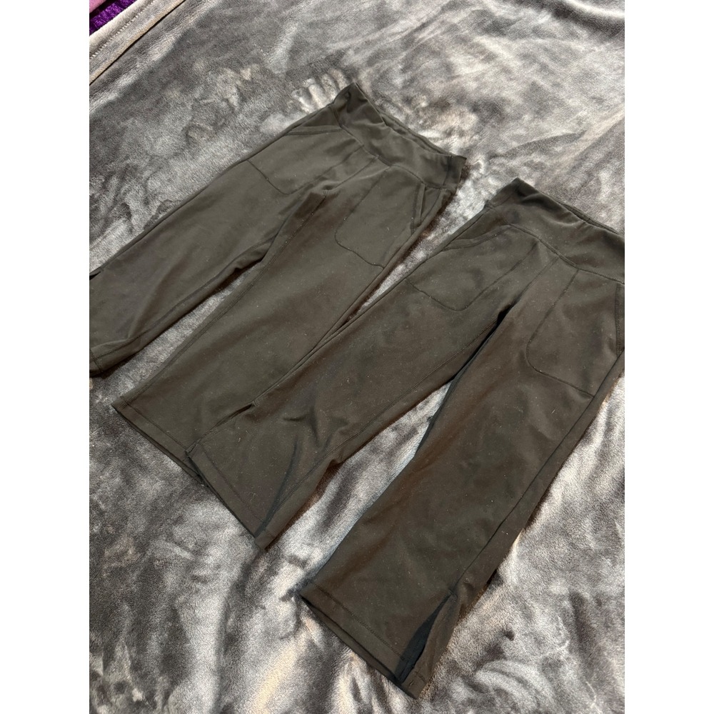 2 Pair 32 Degrees Heat Girls Black Leggings Pants Pockets XS 5/6 Cropped